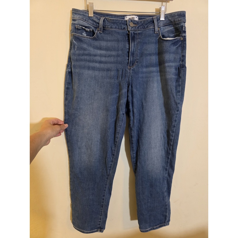 Paige Brigitte Women's Size 31‎ Blue Miran Straight Leg Mid Rise Stretch Jeans